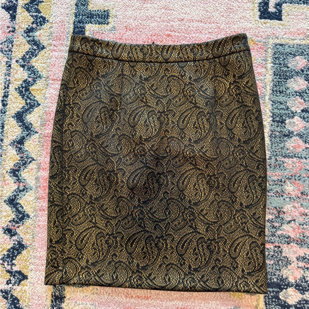 Catherine Malandrino Black and Gold Pencil Skirt